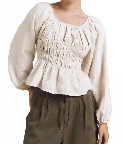 Jacquie The Label Cassandra Linen Blend Long-sleeve Top In White