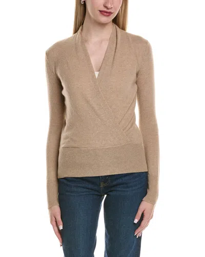 Sofiacashmere Modern Faux Wrap Wool & Cashmere-blend Sweater In Brown