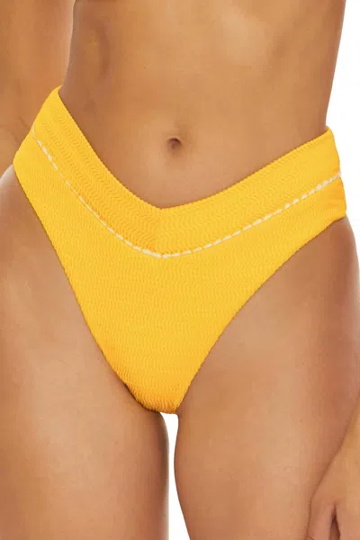 Becca Virtue Line N Sand High Waist Bikini Bottom In Sunny Yellow In Multi