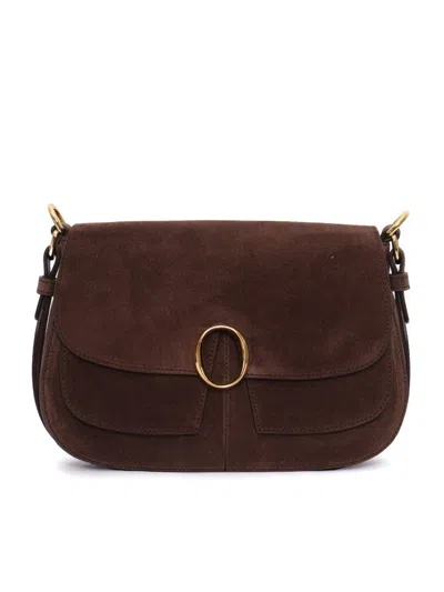 Claudio Orciani Structured Calf Leather Tote Handbag With Polished Finish In Brown