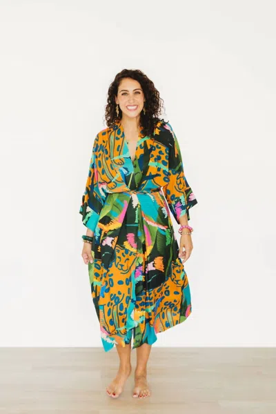 Winton & Waits Jungle Party Wrap Tie Dress In Multi In Multi