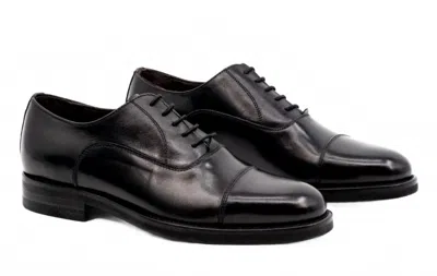 Martin Dingman Men's Campania Italian Calf Leather Cap Toe Shoe In Black In Black