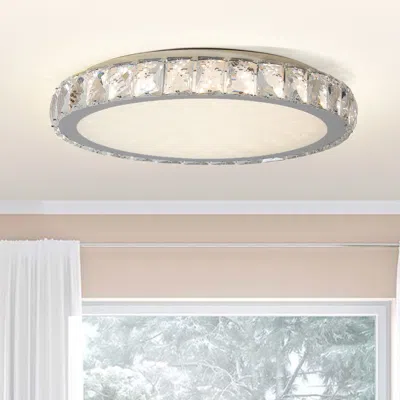 Streamdale Furniture Streamdale Crystal Led Ceiling Light, Dimmable Modern Flush Mount Fixture, 45w In Neutral
