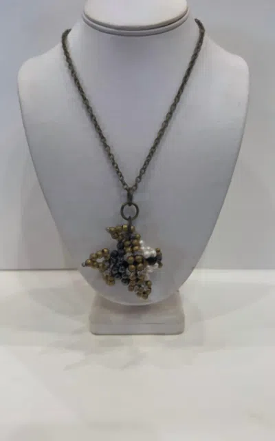 Pam Hiran Women's Hematite Necklace In White Pearl In Black