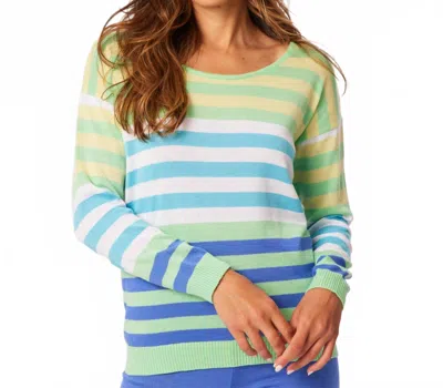 French Kyss Stripe Scoop Top In Lime Multi In Multi