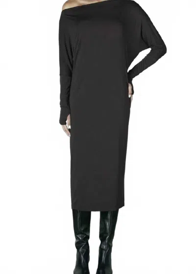 Enza Costa Silk Jersey Slouch Dress In Black In Black