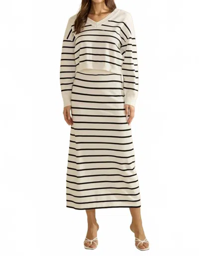 Able Stripe Sweater And Maxi Skirt In Ivory/black In Multi