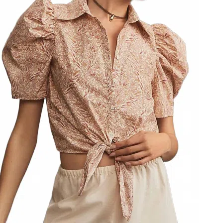 Bishop + Young Rosetta Tie Front Top In Luminous Print In Multi