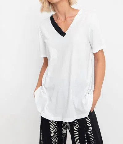 Ozai N Ku V-neck Jersey Top In White In Animal Print
