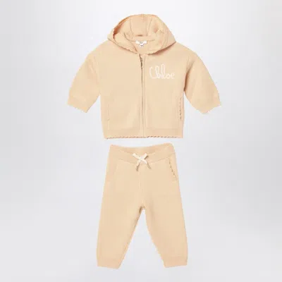 Chloé Beige Hoodie And Pants Set In Brown