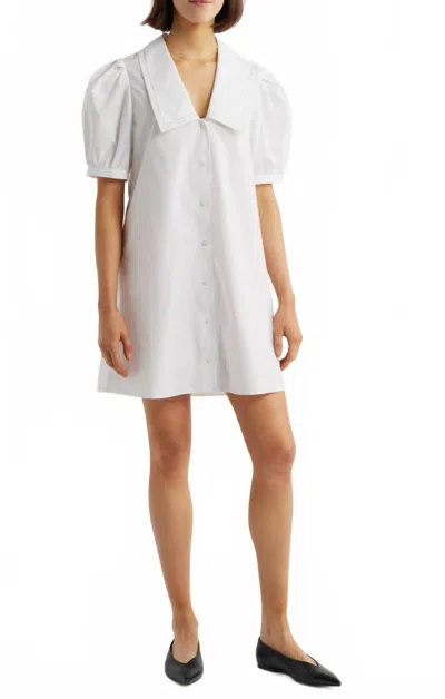 Frame Poplin Sailor Mini Dress In White In White