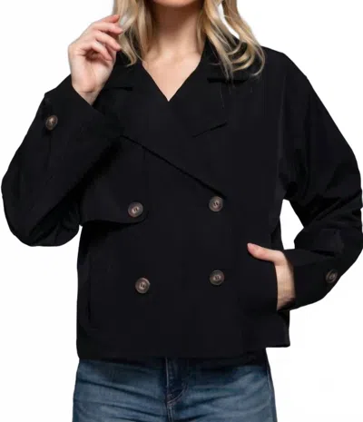 Reine Krief Double Breasted Short Trench Jacket In Black In Multi