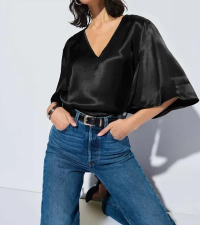 Nation Ltd Mel V Neck Top In Black In Multi