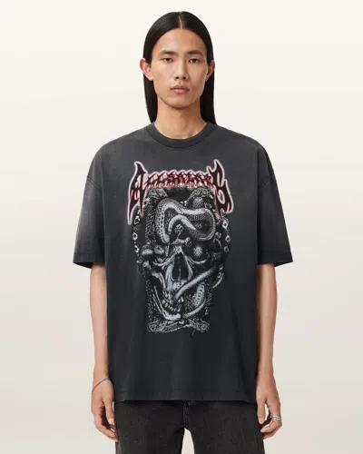 Allsaints Cotton Constrict Oversized Graphic T-shirt In Black