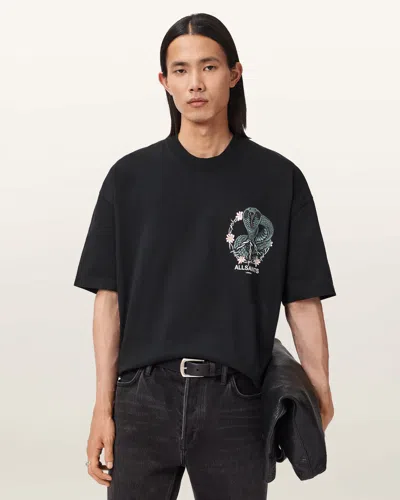 Allsaints Cotton Snakebite Short Sleeve Crew T-shirt In Black