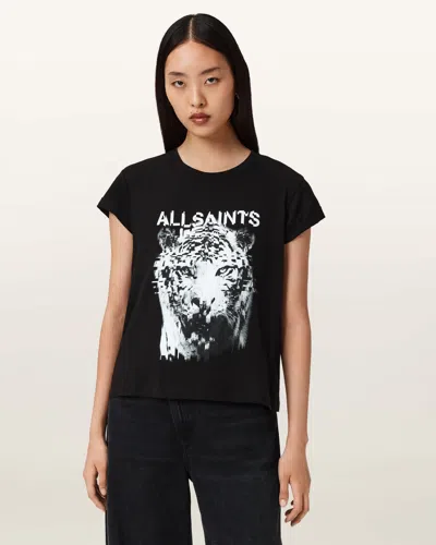 Allsaints Cotton Static Graphic Anna T-shirt In Black