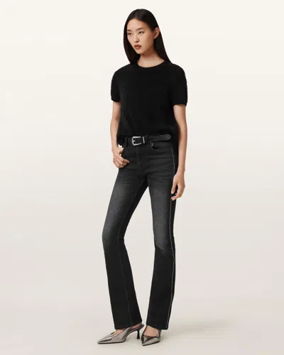 Allsaints Cotton Haldan Crystal Embellished Jeans In Black