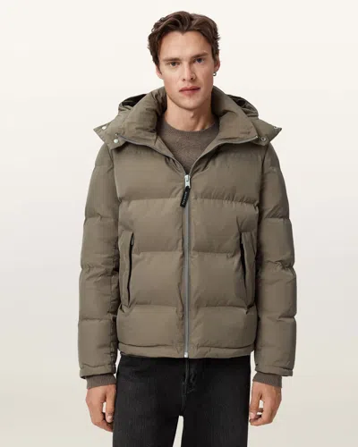 Allsaints Polyester Marlo Ramskull Puffer Jacket In Green