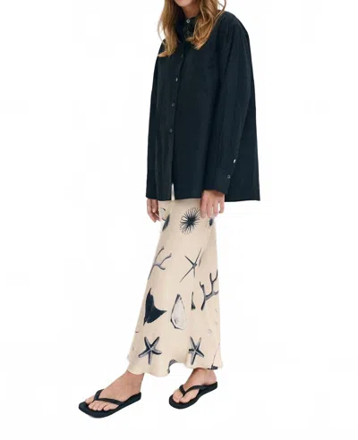 Silk Laundry Long Bias Cut Seashell Skirt In Beige In Nude