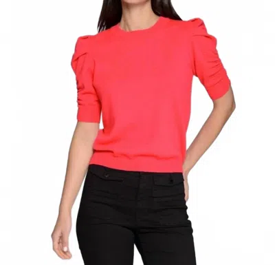 Vilagallo Puffed Short Sleeved Wool Jumper In Orange In Orange