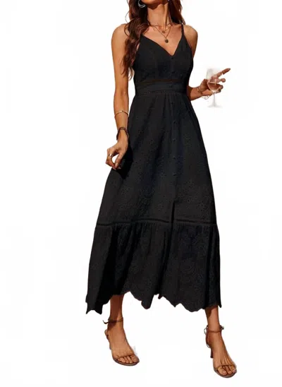 Fs Collection Eyelet Maxi Dress In Black In Black