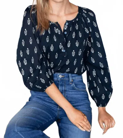Emerson Fry Frances Hand-block Print Blouse In Marguerite Organic In Multi