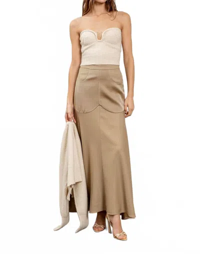 Moon River Wren Knitted Sweetheart Tube Top In Beige In Neutral