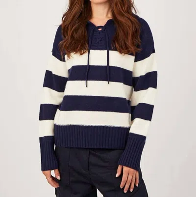 Cocoa Cashmere Lydia Stripe Sweater In Heritage Navy In Multi