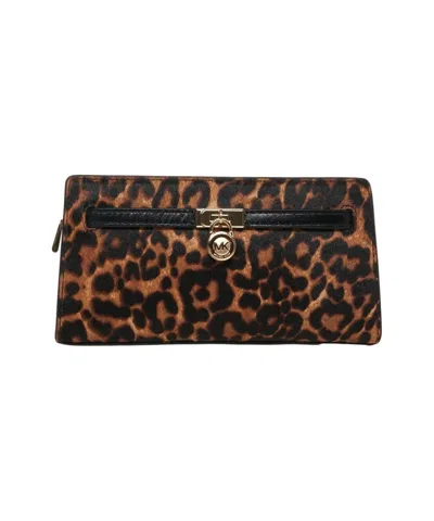 Michael Kors Animal Print Clutch With Magnetic Closure In Pink