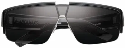 Ivi Vision Men's Living Sunglasses In Polished Black / Grey Lens In Black