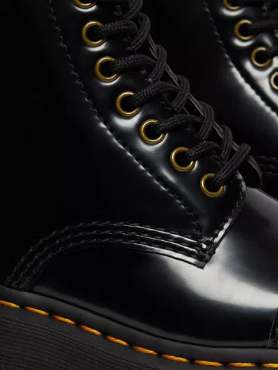 Dr. Martens Sinclair Combat Boot In Black Hammered Leather With A Large Treaded Sole