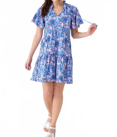 Cabana Life Short Sleeve Tiered Dress In Palm Beach In Multi