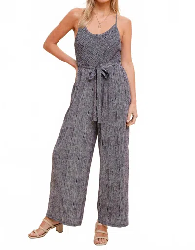 Hem & Thread True Blue Jumpsuit In Navy Blue In Gray