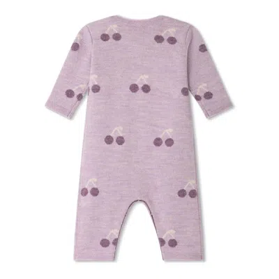 Bonpoint Infant Cherry Print Gwenda Wool Jumpsuit In Purple
