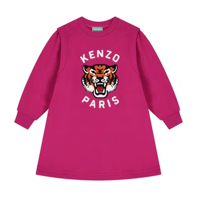 Kenzo Girls Lucky Tiger Logo Sweatshirt Dress In Pink