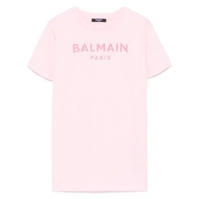 Balmain Kids Logo Print T-shirt Dress In Pink