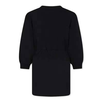 Balmain Kids Paris Logo Long-sleeved Dress In Black