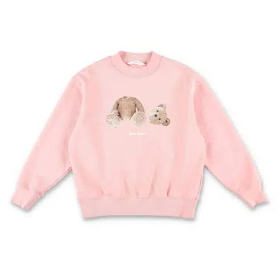 Palm Angels Kids Teddy Bear Cotton Sweatshirt In Pink