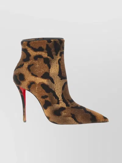 Christian Louboutin Miss Z 100mm Leopard Pony Hair Ankle Boots In Multi
