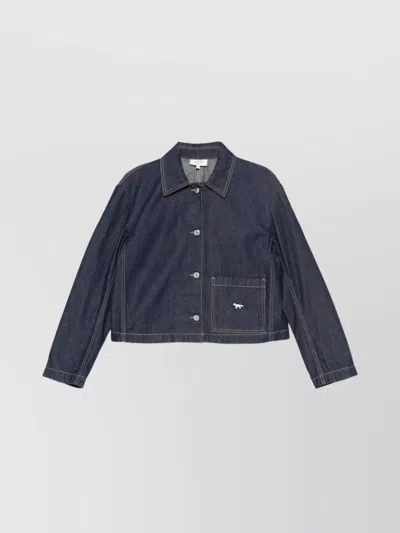Maison Kitsuné Woman Denim Outerwear Blue Size S Cotton In Blue