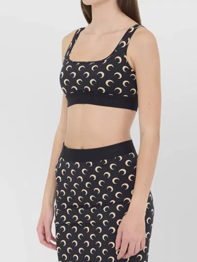 Marine Serre Crescent Moon Print Top In Black