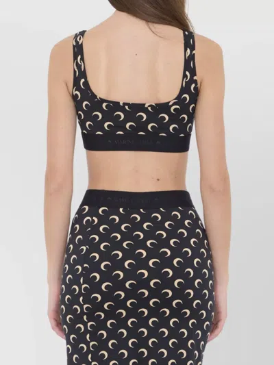 Marine Serre Crescent Moon Print Top In Black