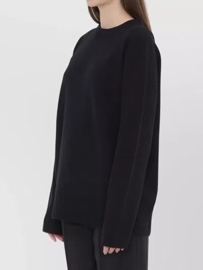 The Row Wool And Cashmere Crew Neck Top In Black