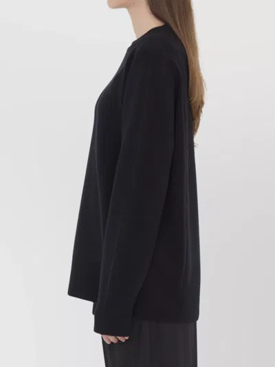 The Row Wool And Cashmere Crew Neck Top In Black
