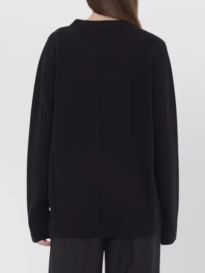 The Row Wool And Cashmere Crew Neck Top In Black