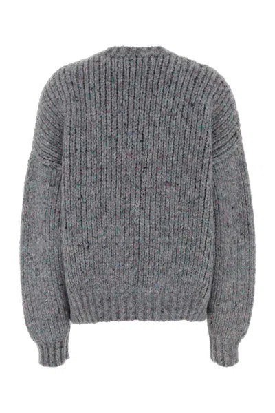Alexander Wang Women Melange Grey Wool Blend Oversize Sweater In Gray