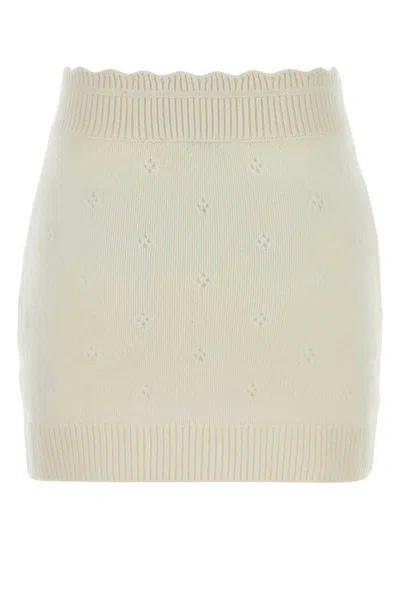 Chloé Cashmere Wool Mini Skirt With Ribbed Waistband In White