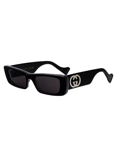 Gucci Black-black-grey Recycled Acetate Sunglasses In Black