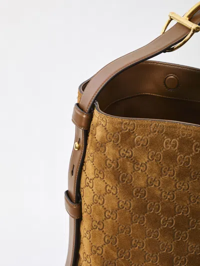 Gucci Women Beatrix Large Leather Shoulder Bag In Brown