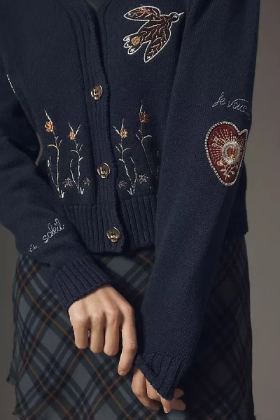 Maeve Embellished V-neck Cardigan Sweater In Multi